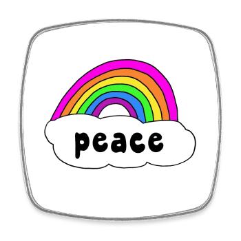 Peace Peace rainbow cloud - Square fridge magnet - white - Front