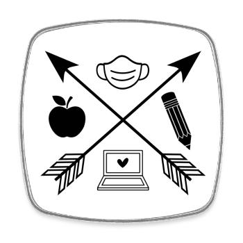 Teacher Teacher Symbols School Uni Mask Gift - Square fridge magnet - white - Front