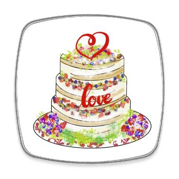Herzlicher Kuchen mit Liebe Dekor - Viereckiger Kühlschrankmagnet - Weiß - Vorne
