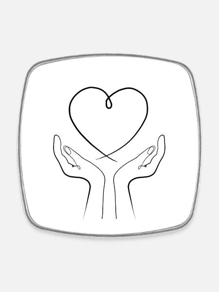Love in your hands - Square fridge magnet - white