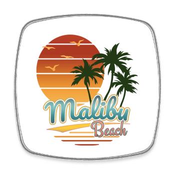 Retro Malibu Beach, Gift Idea, USA, L.A. - Square fridge magnet - white - Front