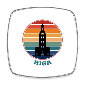 Riga Landmark Silhouette Lettland Reisesouvenir - Viereckiger Kühlschrankmagnet - Weiß - Vorne