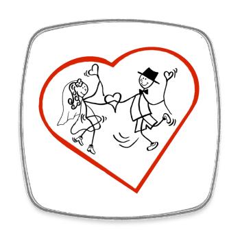 Playful lovers in the heart - Square fridge magnet - white - Front
