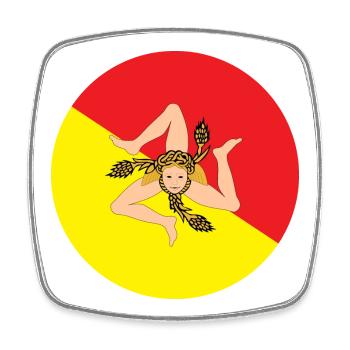 Runde Aufkleber Flagge von Sizilien Aufkleber Sizilien - Viereckiger Kühlschrankmagnet - Weiß - Vorne
