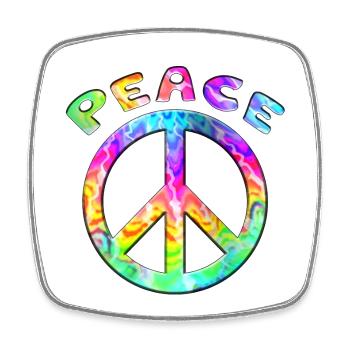 Flower Power Peace Sign Hippie Peace Symbol - Square fridge magnet - white - Front