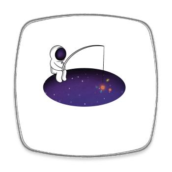 space fisherman - Magnet carré - blanc - Devant