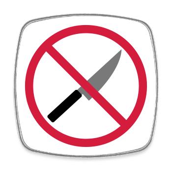 Forbidden sign knife - Square fridge magnet - white - Front