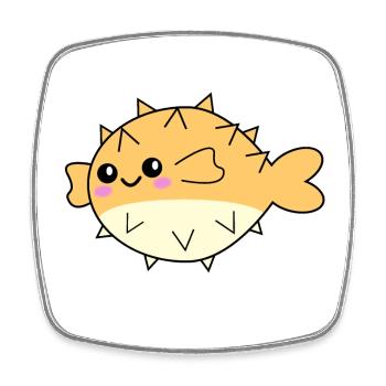 Puffer fish cute animal - Square fridge magnet - white - Front