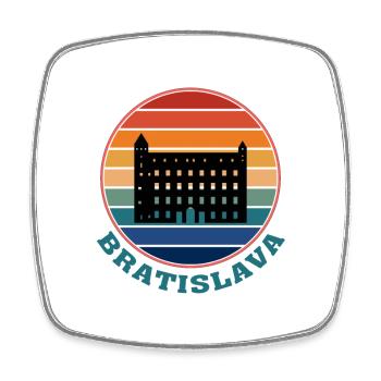 Bratislava Slowakei Skyline Wahrzeichen Souvenir - Viereckiger Kühlschrankmagnet - Weiß - Vorne