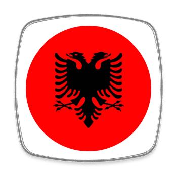 runde Aufkleberflagge von Albanien Shqiperia Geschenkidee - Viereckiger Kühlschrankmagnet - Weiß - Vorne