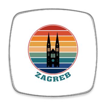 Zagreb Landmark Silhouette Croatia Travel Souvenir - Square fridge magnet - white - Front