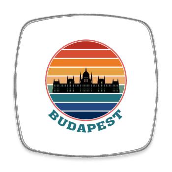 Budapest Landmark Silhouette Ungarn Reisesouven - Viereckiger Kühlschrankmagnet - Weiß - Vorne