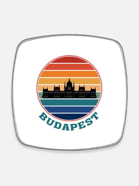 Budapest Landmark Silhouette Hongrie Voyage Souven - Magnet carré - blanc