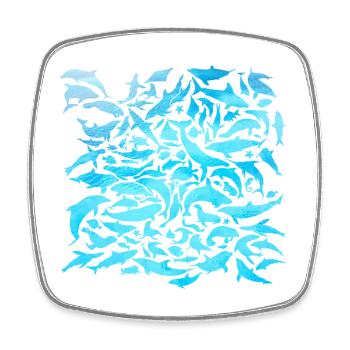 Meeresbwohner Design mit Fischen / Geschenkidee - Viereckiger Kühlschrankmagnet - Weiß - Vorne