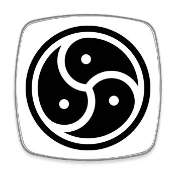 autocollant rond symbole bdsm maîtresse bondage latex - Magnet carré - blanc - Devant