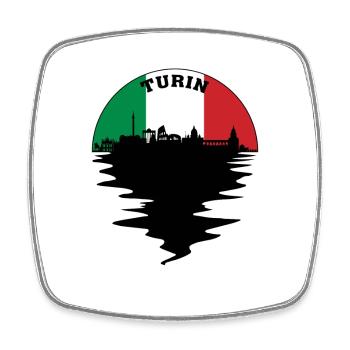 Turin Italie Skyline Drapeau Italien Voyage Souvenir - Magnet carré - blanc - Devant