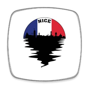 Nice France Skyline Drapeau Français Souvenir De Voyage - Magnet carré - blanc - Devant