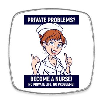 Infirmière Carer Funny Sayings Social - Magnet carré - blanc - Devant