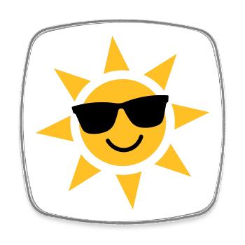 Sonnenbrillen-Sonnenstrahl - Viereckiger Kühlschrankmagnet - Weiß - Vorne