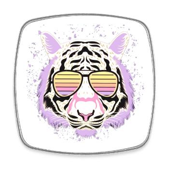 Tiger Psychedelic Eyewear Style - Square fridge magnet - white - Front
