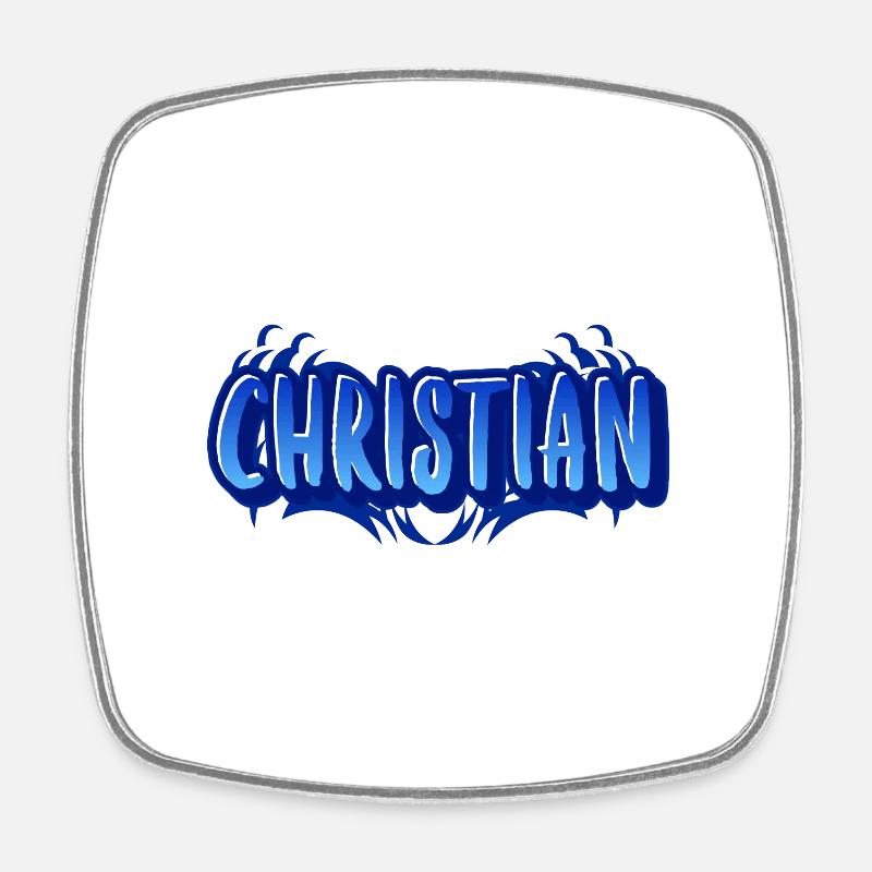Design with first name Christian - Square fridge magnet - white