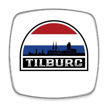 Tilburg Netherlands Skyline Silhouette Dutch Flag - Square fridge magnet - white - Front