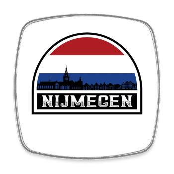 Nimègue Pays-Bas Skyline Silhouette Drapeau Néerlandais - Magnet carré - blanc - Devant