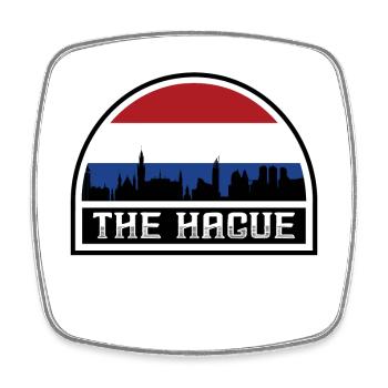 Den Haag Niederlande Skyline Landmark Dutch Flag - Viereckiger Kühlschrankmagnet - Weiß - Vorne