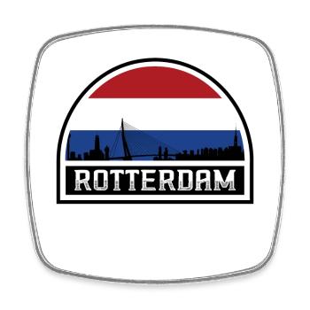Rotterdam Netherlands Skyline Souvenir Dutch Flag - Square fridge magnet - white - Front