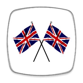Union Jack Flagge Twin Racing Flaggen - Viereckiger Kühlschrankmagnet - Weiß - Vorne
