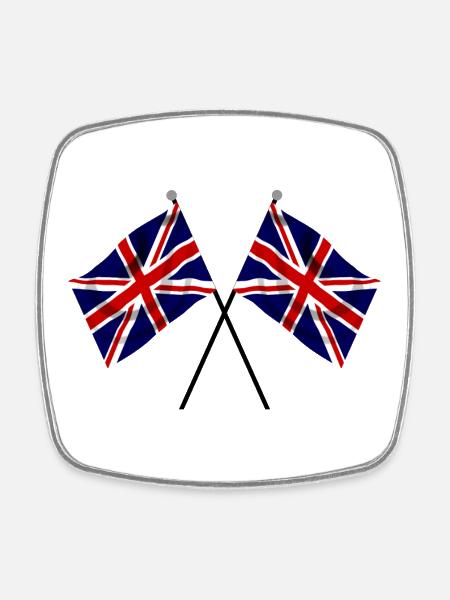 Union Jack Flag Twin Racing Flags - Square fridge magnet - white