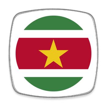runde Aufkleberfahne der Suriname Aufkleber Geschenkidee - Viereckiger Kühlschrankmagnet - Weiß - Vorne