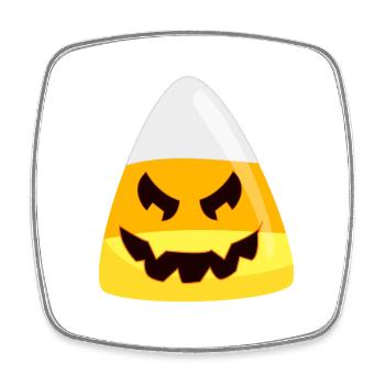 Halloween Candy Corn Pumpkin Emoticon Gesicht - Viereckiger Kühlschrankmagnet - Weiß - Vorne
