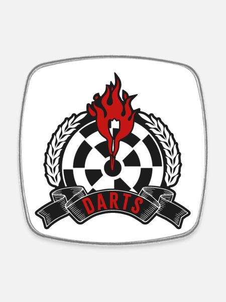 Flaming Dartboard Emblem - Square fridge magnet - white