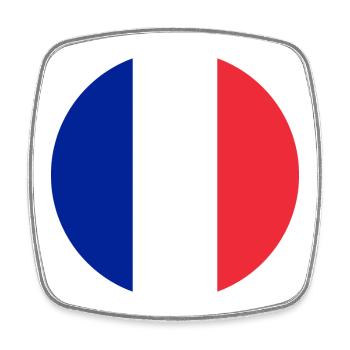 Autocollant rond drapeau de la France Aufkleber Frankreich - Magnet carré - blanc - Devant