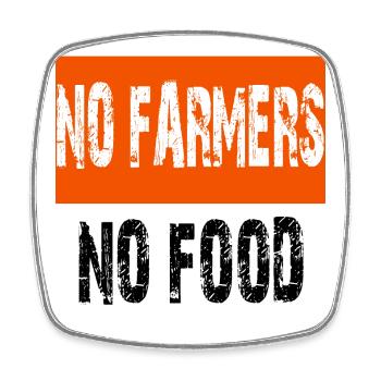 No farmers no food - Viereckiger Kühlschrankmagnet - Weiß - Vorne