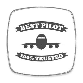 Pilot - Viereckiger Kühlschrankmagnet - Weiß - Vorne