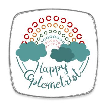 Happy Optometrist Regenbogen Sehtest Landoltringe - Viereckiger Kühlschrankmagnet - Weiß - Vorne