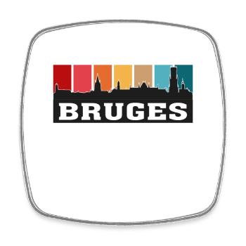 Bruges Belgique Voyage Skyline Souvenirs Silhouette - Magnet carré - blanc - Devant