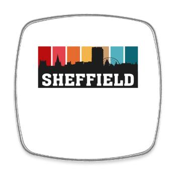 Sheffield England Travel Souvenir Skyline Landmark - Square fridge magnet - white - Front