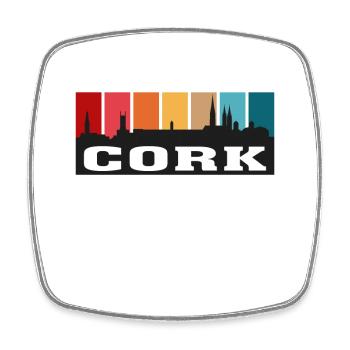 Cork Ireland Travel Souvenir Skyline Irische Flagge - Viereckiger Kühlschrankmagnet - Weiß - Vorne