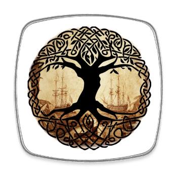 Celtic Tree of Wanderlust - Square fridge magnet - white - Front