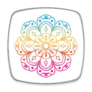 Regenbogen Yoga Seele Mandala Blüte India Ornament - Viereckiger Kühlschrankmagnet - Weiß - Vorne