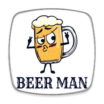 Funny Drinking Beer Drunk Drinking Beer Glass Fun - Square fridge magnet - white - Front