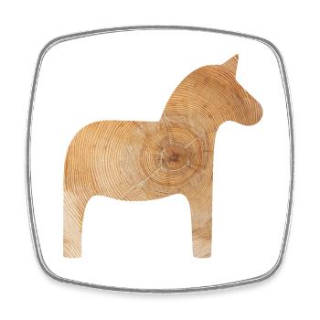 Dala Horse Wood Winter Sweden Annual Rings Decoration - Square fridge magnet - white - Front