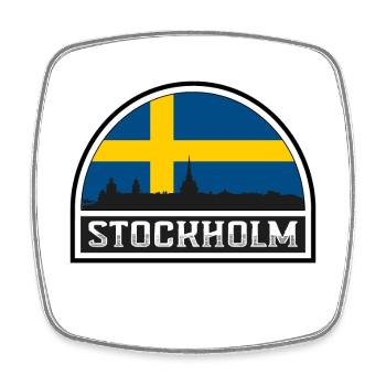 Stockholm Suède Skyline Silhouette Drapeau suédois T - Magnet carré - blanc - Devant