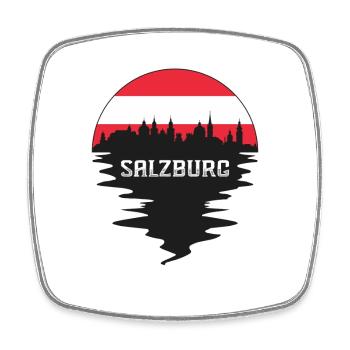 Salzbourg Autriche Skyline Silhouette Drapeau Autrichien - Magnet carré - blanc - Devant