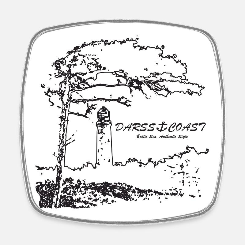 Darss Coast - Leuchtturm Ostsee - Viereckiger Kühlschrankmagnet - Weiß