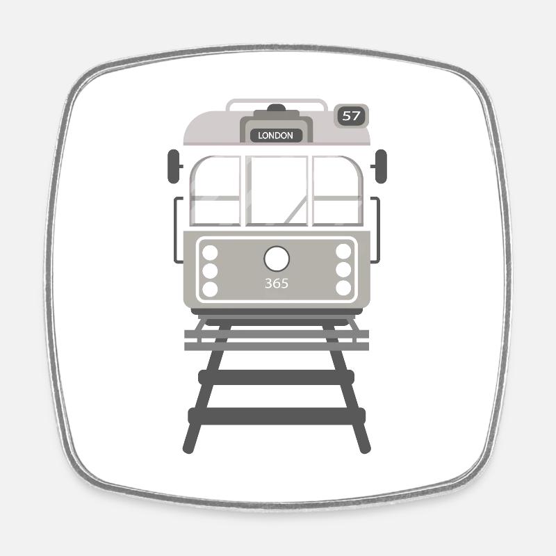 Tram, tram - Magnet carré - blanc