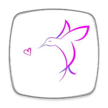 Colibri avec coeur - Magnet carré - blanc - Devant
